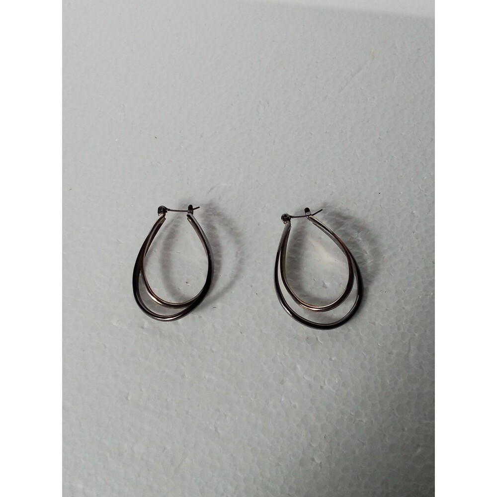 Silver Double Hoop Earrings Cute With Any Casual/Dressy Clothing